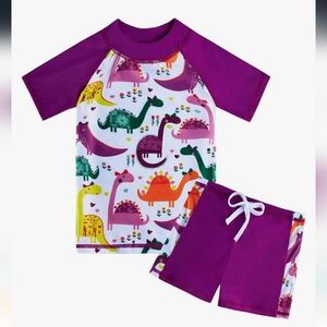 UPF 50+ Rash Guard Set‎ Short Sleeve Two Piece Swimsuit NWOT 3/4T